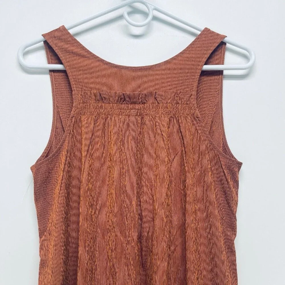 Athleta Midi Dress Sz S Womens Brown Echo Copper Sleeveless Casual Breathable - Picture 8 of 9
